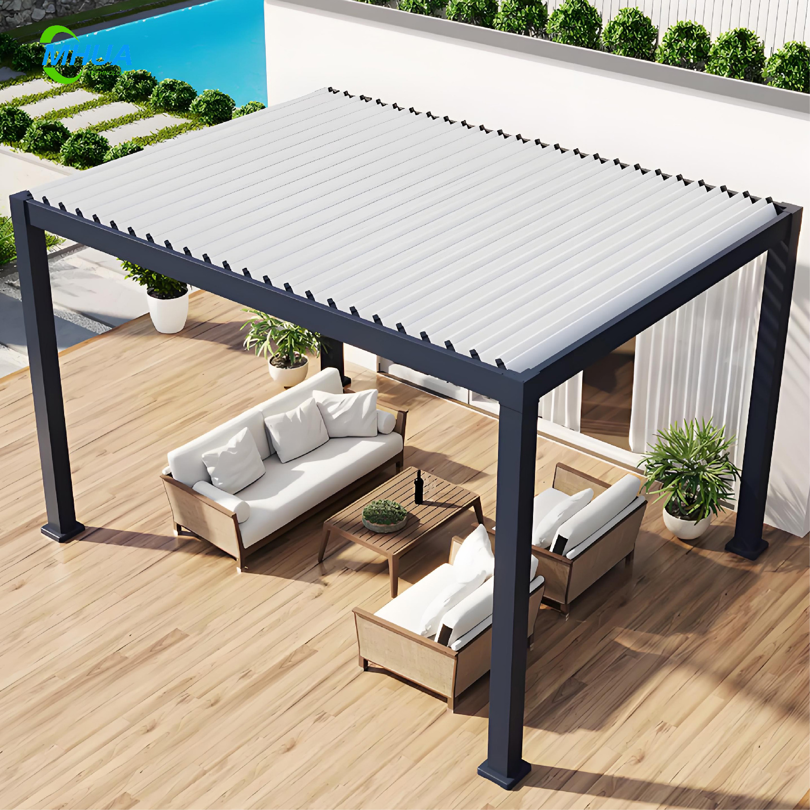 Easily Assembled Porch Patio Terrace Carport Gazebo Pergola Awning Aluminum Aluminium Outdoor Canopy - Image 9