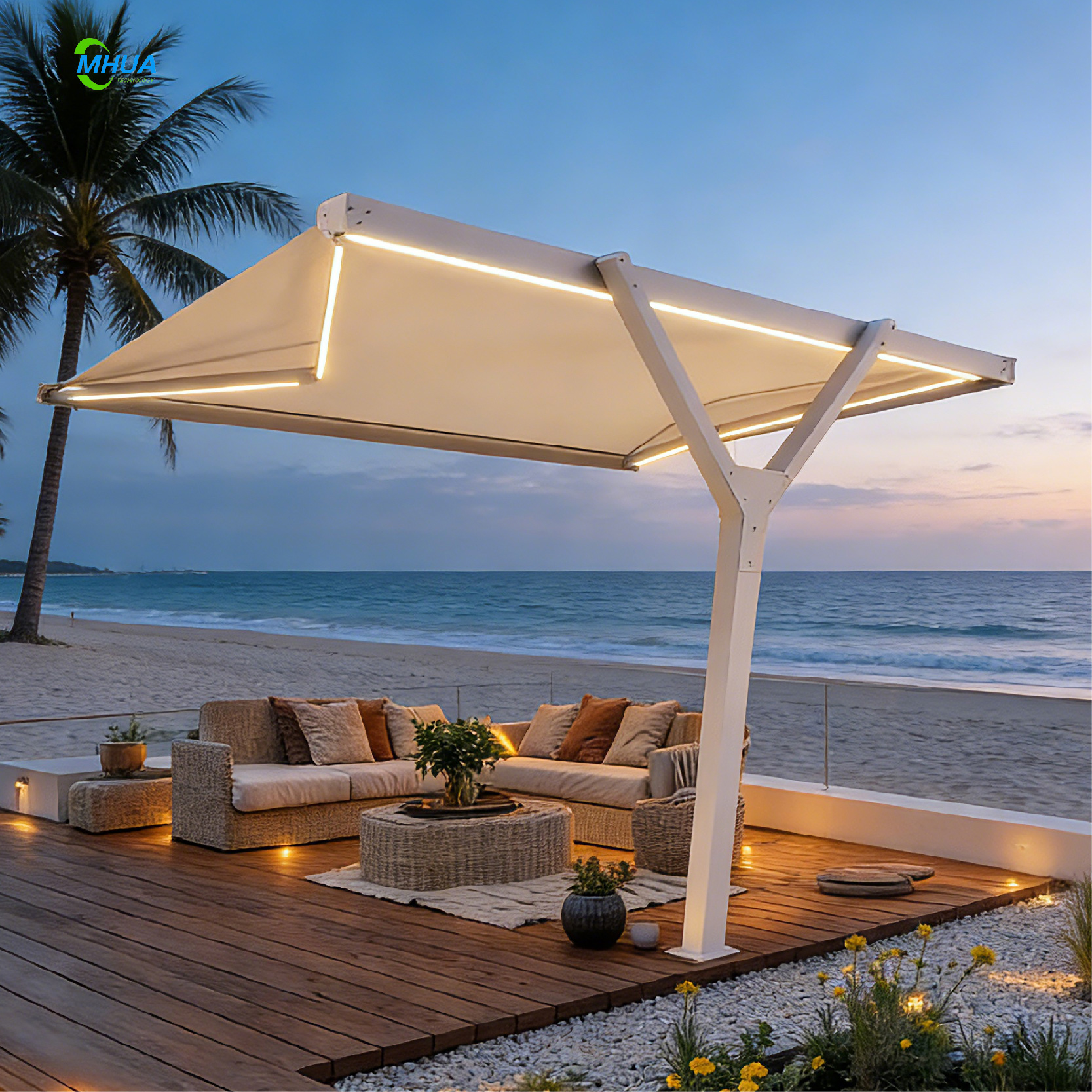 Retractable Roof Awning Outdoor Y Style Motorized Waterproof Pavilion Shade Supplier for Patio and Restaurants