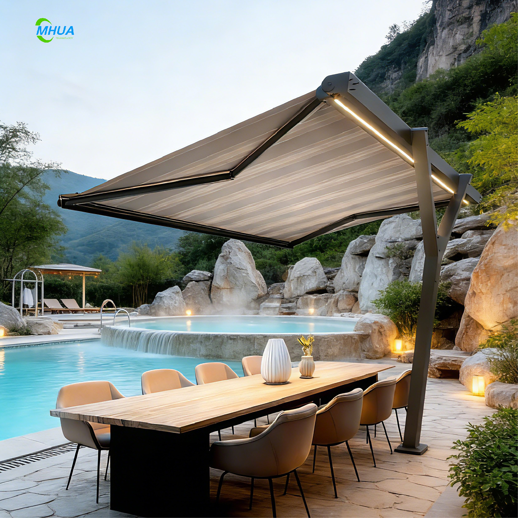 Retractable Roof Awning Outdoor Y Style Motorized Waterproof Pavilion Shade Supplier for Patio and Restaurants - Image 2
