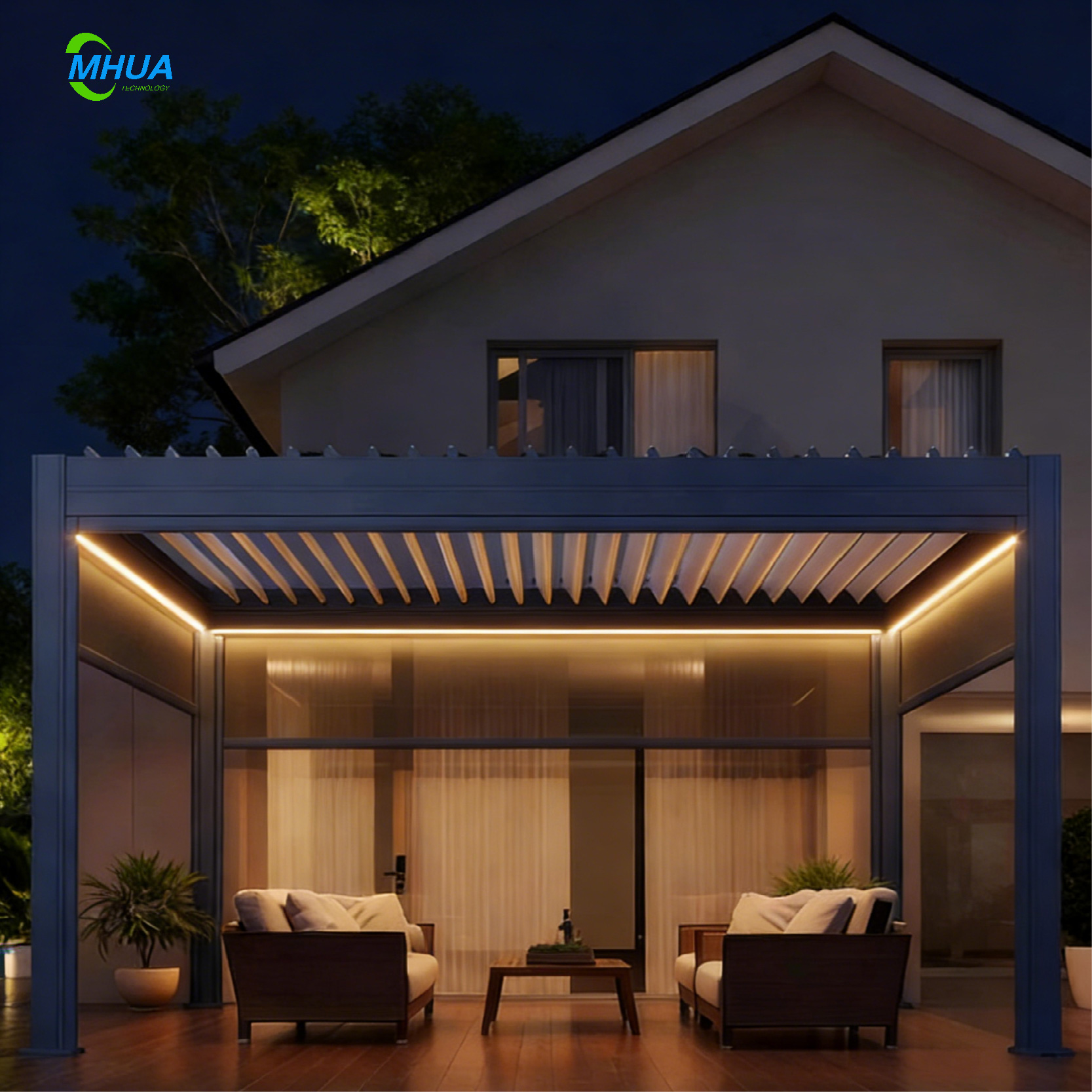 Luxury Garden Gazebo Motorized Bioclimatic Aluminum Patio Roof Outdoor Louvered Aluminium Pergola - Image 3