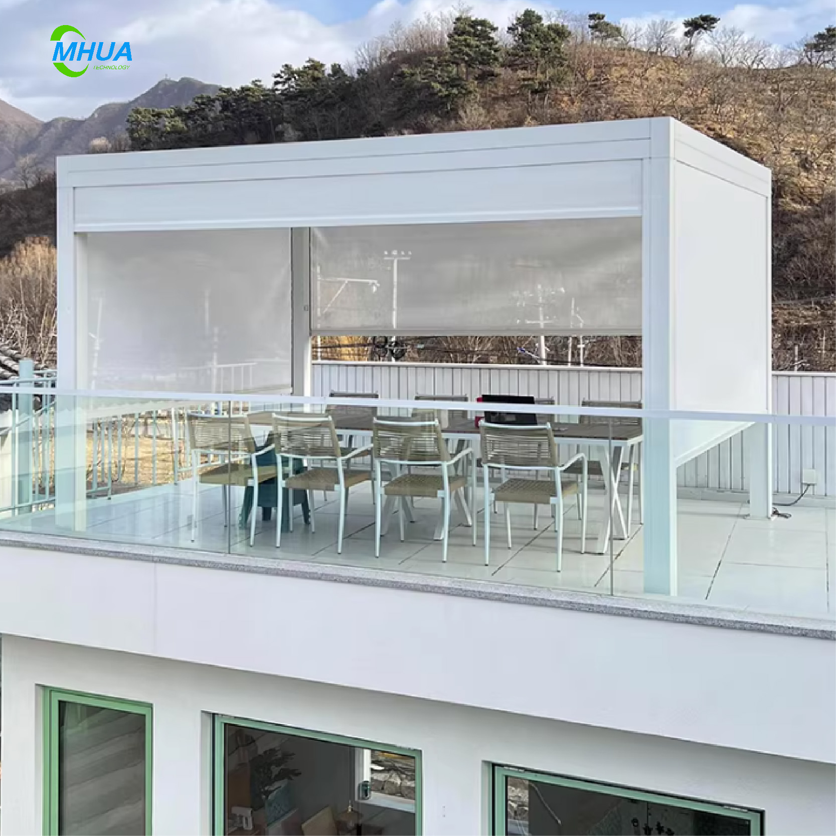 Luxury Garden Gazebo Motorized Bioclimatic Aluminum Patio Roof Outdoor Louvered Aluminium Pergola - Image 4