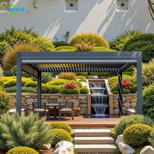 Luxury Garden Gazebo Motorized Bioclimatic Aluminum Patio Roof Outdoor Louvered Aluminium Pergola