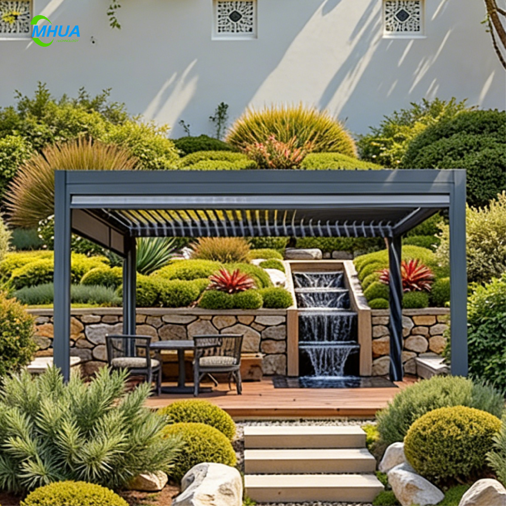 Luxury Garden Gazebo Motorized Bioclimatic Aluminum Patio Roof Outdoor Louvered Aluminium Pergola