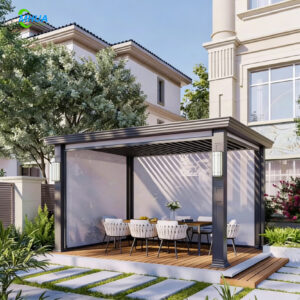M220 Luxury Outdoor Louver Sun Awnings Patio Terrace Canopy Waterproof Electric Gazebo Bioclimatic Louvered Aluminum Pergola