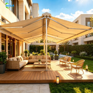 Modern Double Side Custom Aluminum Retractable Electric Butterfly Awnings Sunshade Umbrella Parasol Foldable for Restaurant