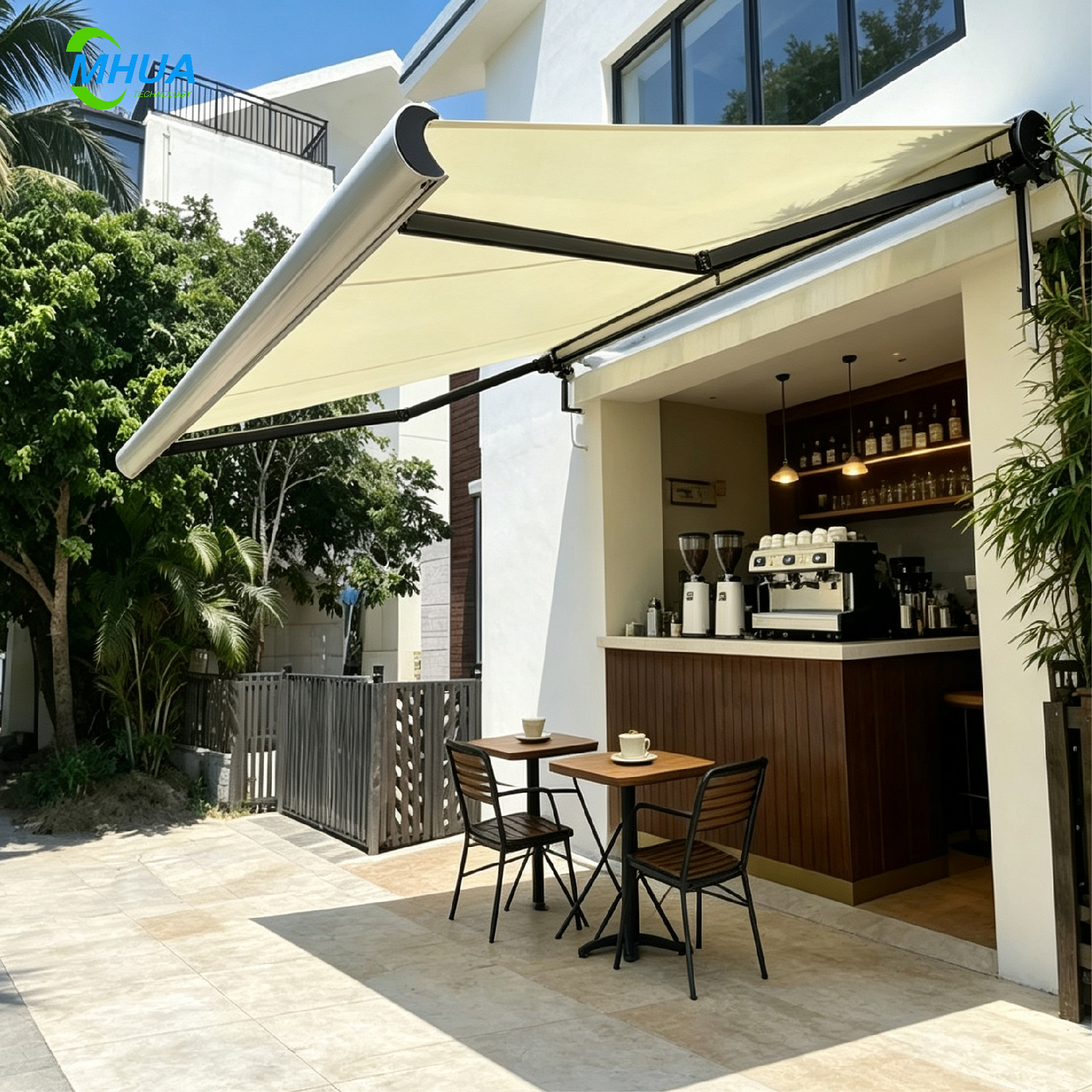 Efficient Motorized Retractable Curved Arm Awning Waterproof Windproof UV Protection Sun Shade Canopy Quick Installation Free - Image 2