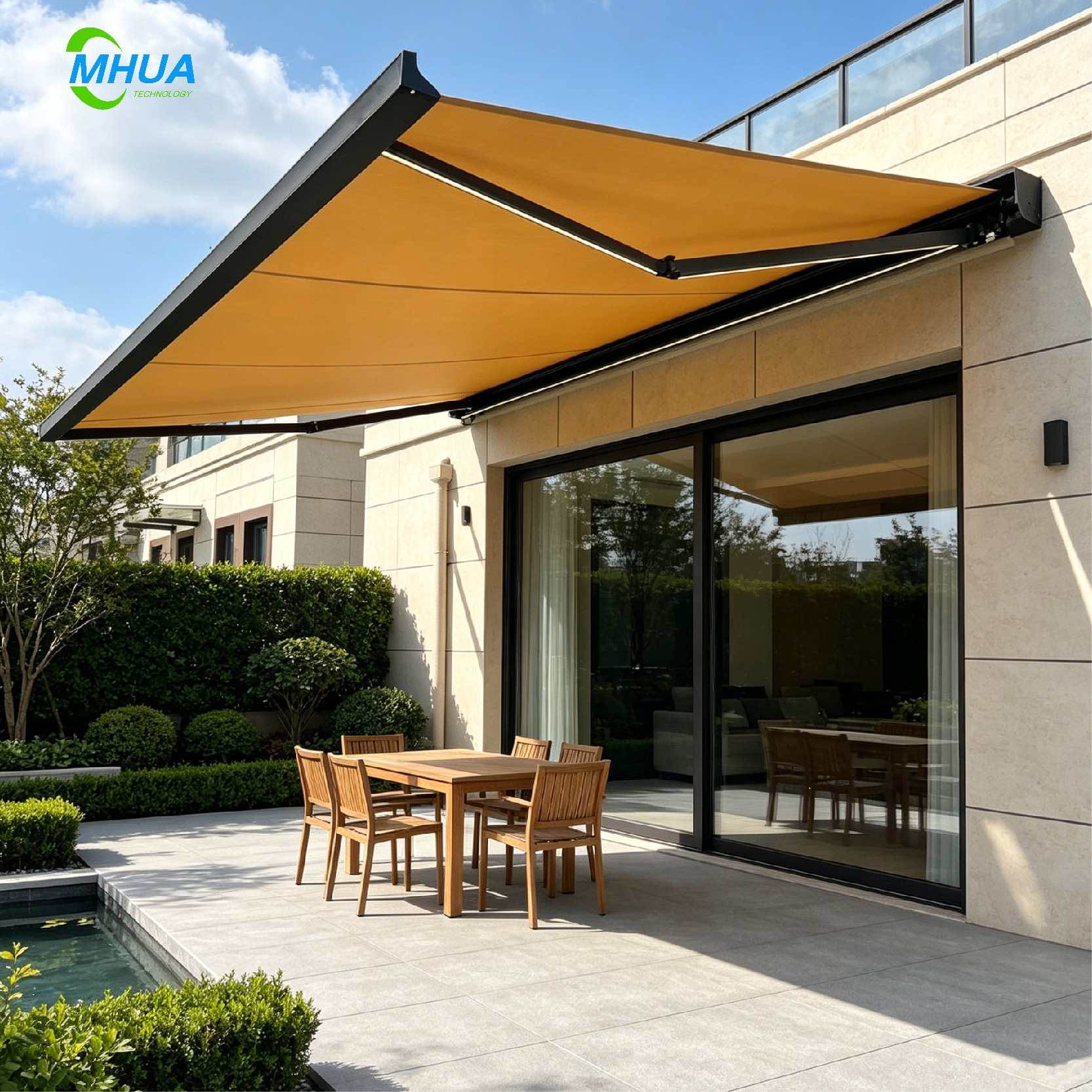 Efficient Motorized Retractable Curved Arm Awning Waterproof Windproof UV Protection Sun Shade Canopy Quick Installation Free - Image 5