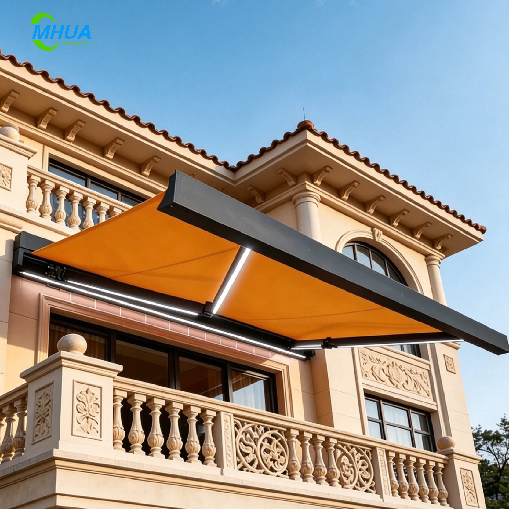 Efficient Motorized Retractable Curved Arm Awning Waterproof Windproof UV Protection Sun Shade Canopy Quick Installation Free - Image 7