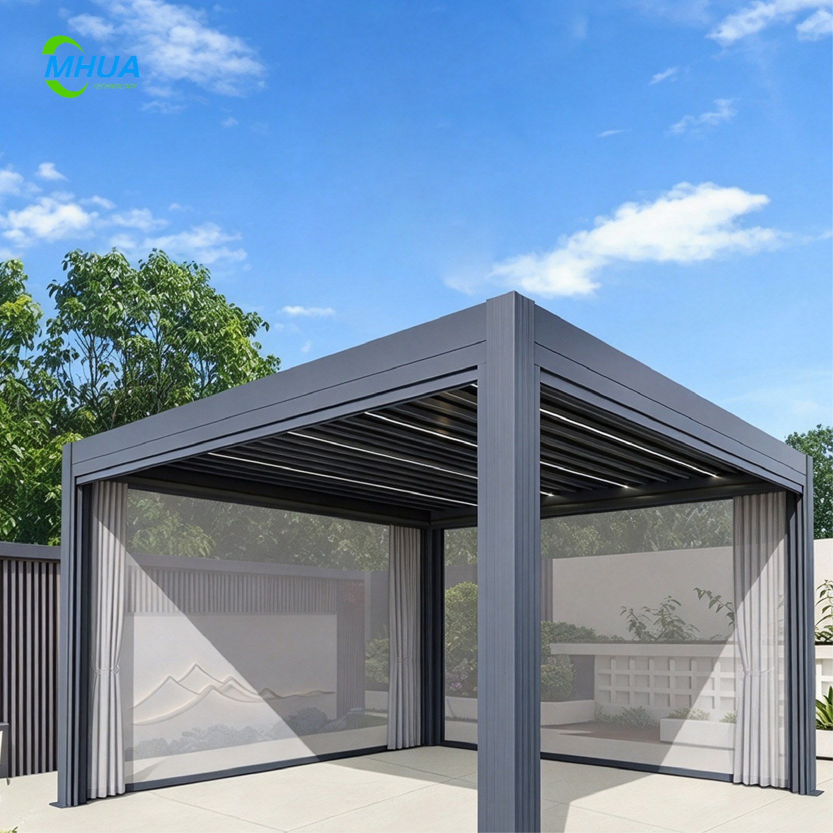 M220 Remote Controlled Aluminum Pergola with Electric Adjustable Louvers, Auto Open Close Pergola for Garden and Patio Outdoor gazebo - Image 3