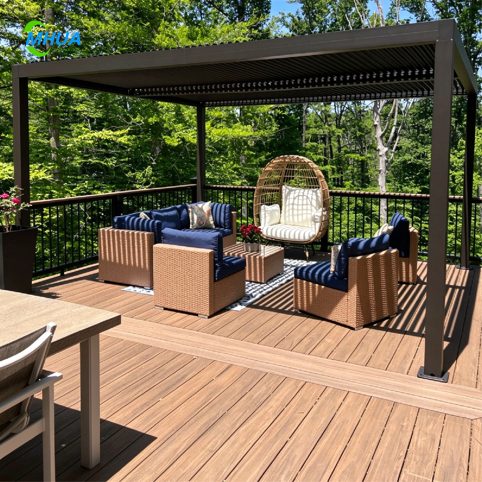 M220 Remote Controlled Aluminum Pergola with Electric Adjustable Louvers, Auto Open Close Pergola for Garden and Patio Outdoor gazebo - Image 5